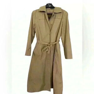 Vtg Classic BOTANY 500 Women's Trench Coat Beige Size 12R Removable Faux Lining